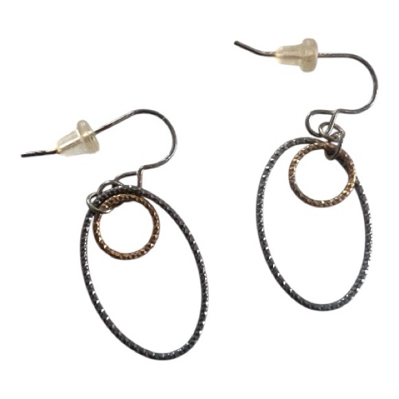 Jewelry - Mixed Metal Hammered Dangle Earrings | Silver-Tone & Gold-Tone